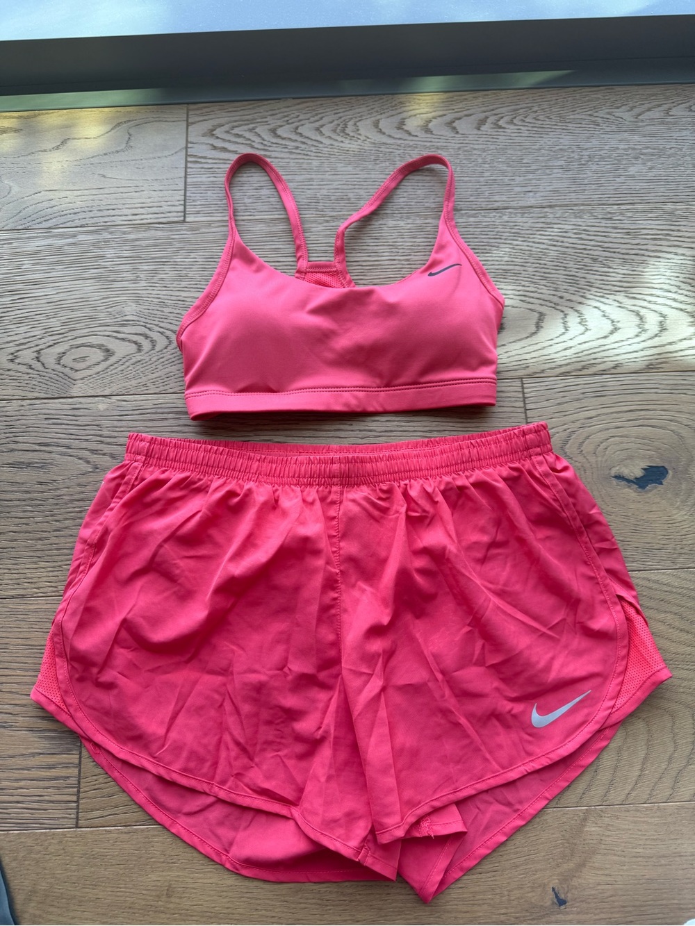 Nike Women's Coral Sports Bra & Running Shorts Set